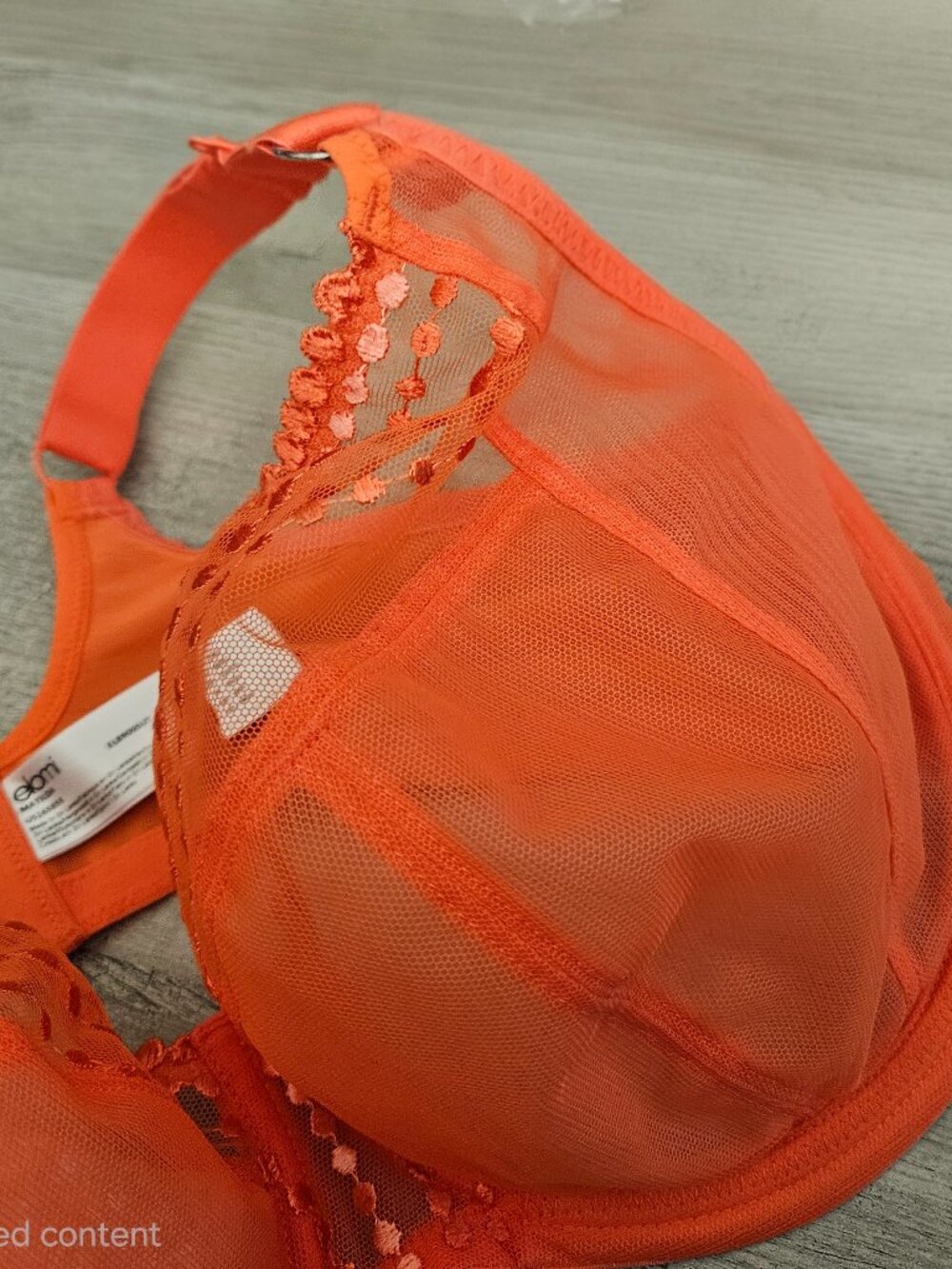 Elomi Bright Coral Red Orange Sheer Floral Lace Underwire Bra US 40G - Picture 14 of 16
